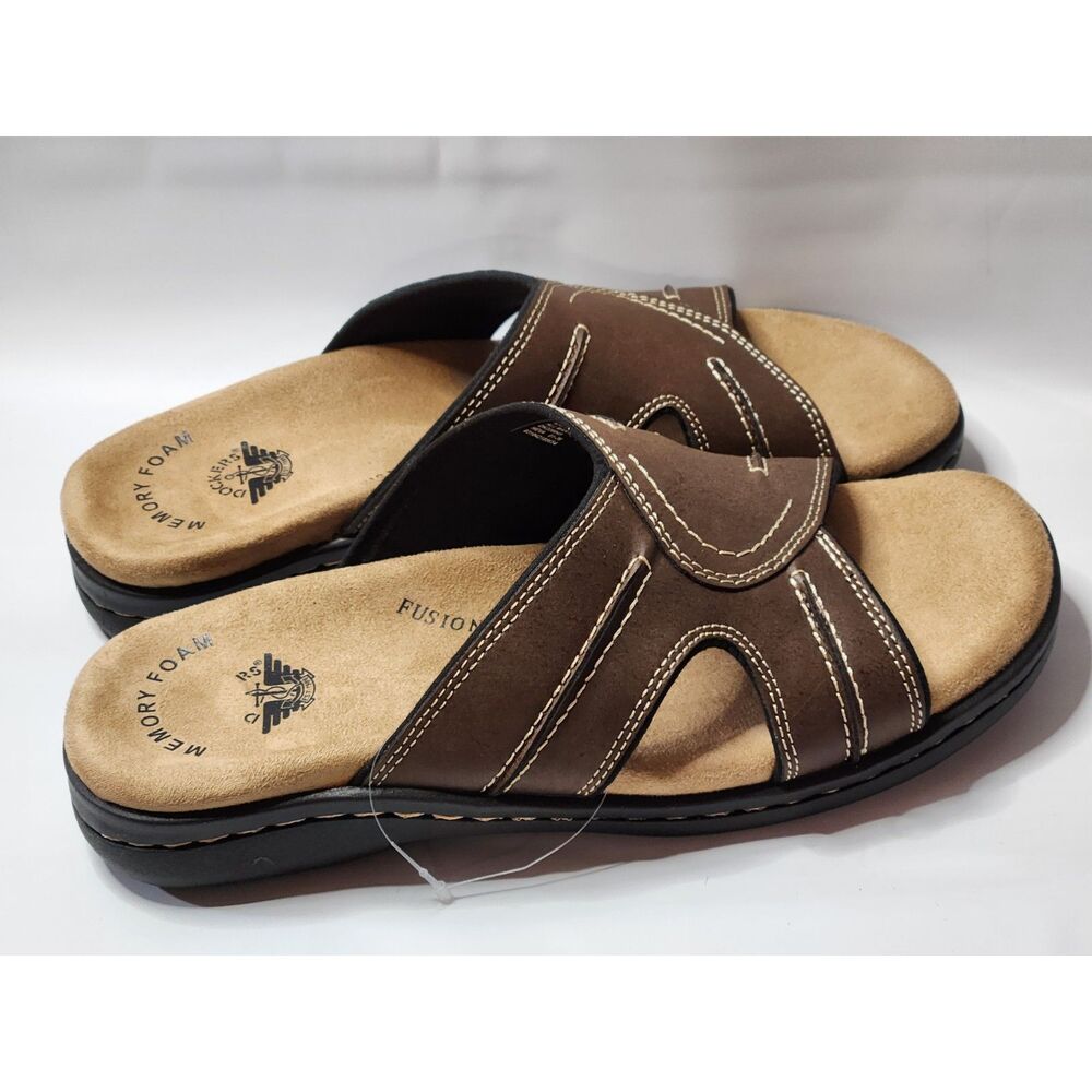 Dockers Memory Foam Fusion Footbed Sandals Men’s 8M Brown Slide Comfort